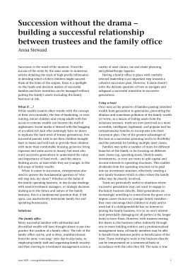 Succession without the drama - building a successful relationship between trustees and the family office