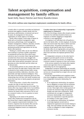 Talent acquisition, compensation and management by family offices