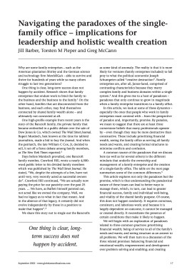 Navigating the paradoxes of the single-family office - implications for leadership and holistic wealth creation