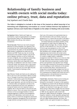 Relationship of family business and wealth owners with social media today: online privacy, trust, data and reputation