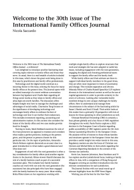 Welcome to the 30th issue of The International Family Offices Journal