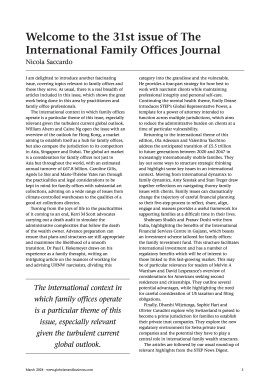 Welcome to the 31st issue of The International Family Offices Journal