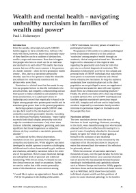 Wealth and mental health - navigating unhealthy narcissism in families of wealth and power
