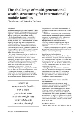 The challenge of multi-generational wealth structuring for internationally mobile families