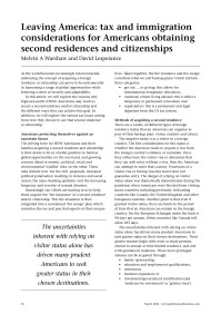 Leaving America: tax and immigration considerations for Americans obtaining second residences and citizenships
