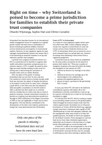 Right on time - why Switzerland is poised to become a prime jurisdiction for families to establish their private trust companies