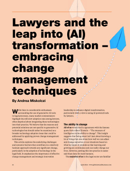 Lawyers and the leap into (AI) transformation - embracing change management techniques