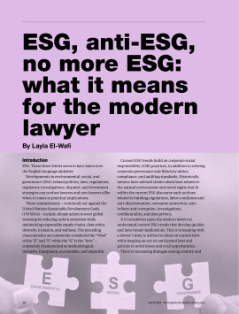 ESG, anti-ESG, no more ESG: what it means for the modern lawyer