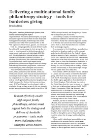 Delivering a multinational family philanthropy strategy - tools for borderless giving