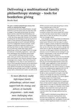 Delivering a multinational family philanthropy strategy - tools for borderless giving