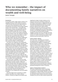 Who we remember - the impact of documenting family narratives on wealth and well-being