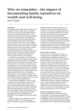 Who we remember - the impact of documenting family narratives on wealth and well-being