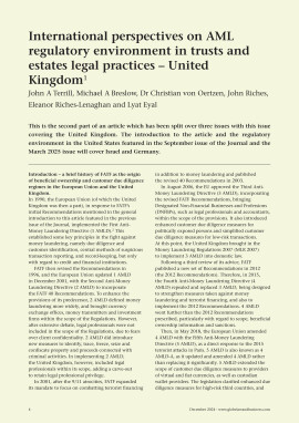 International perspectives on AML regulatory environment in trusts and estates legal practices - United Kingdom