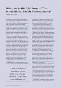 Welcome to the 35th issue of The International Family Offices Journal