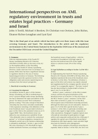 International perspectives on AML regulatory environment in trusts and estates legal practices - Germany and Israel