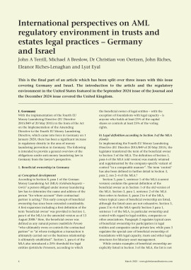 International perspectives on AML regulatory environment in trusts and estates legal practices - Germany and Israel