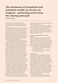 The treatment of premarital and inherited wealth on divorce in England - protecting assets from the sharing principle