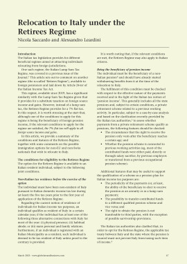 Relocation to Italy under the Retirees Regime