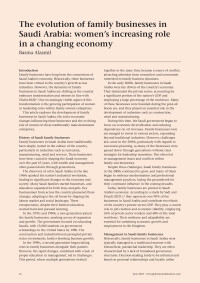The evolution of family businesses in Saudi Arabia: women's increasing role in a changing economy