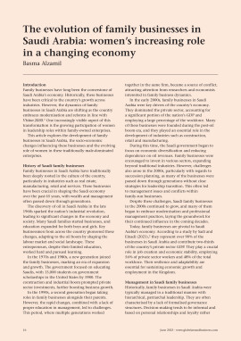 The evolution of family businesses in Saudi Arabia: women's increasing role in a changing economy