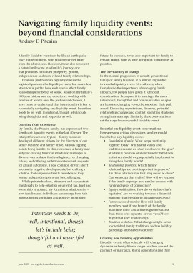 Navigating family liquidity events: beyond financial considerations