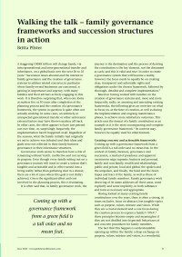 Walking the talk - family governance frameworks and succession structures in action