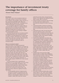 The importance of investment treaty coverage for family offices