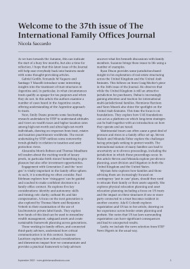 Welcome to the 37th issue of The International Family Offices Journal