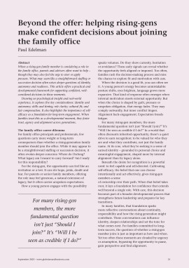 Beyond the offer: helping rising-gens make confident decisions about joining the family office