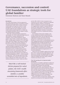 Governance, succession and control: UAE foundations as strategic tools for global families