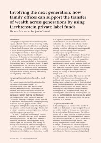 Involving the next generation: how family offices can support the transfer of wealth across generations by using Liechtenstein private label funds