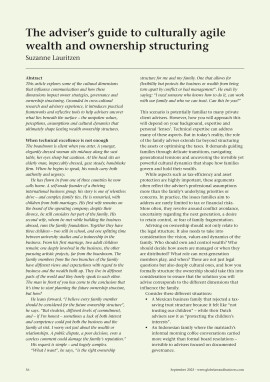 The adviser's guide to culturally agile wealth and ownership structuring